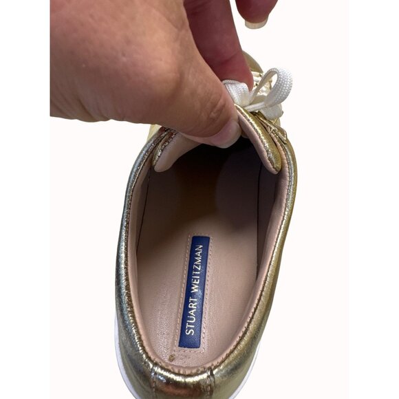 Stuart Weitzman Women’s Gold Shimmer Shoe/Sneakers Sz 9.5 SKU 5033 - Picture 9 of 12